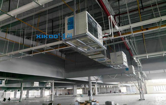 大型制衣廠整體降溫，應(yīng)用蒸發(fā)冷省電空調(diào)-臥式軸流